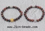 CGB6012 8mm round red tiger eye bracelet with lion head for men