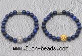 CGB6034 8mm round blue tiger eye bracelet with lion head for men