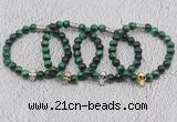 CGB6039 8mm round green tiger eye bracelet with skull for men