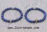 CGB6045 8mm round lapis lazuli bracelet with skull for men