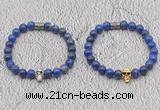 CGB6046 8mm round lapis lazuli bracelet with skull for men