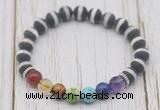 CGB6227 8mm matte Tibetan agate 7 chakra beaded mala stretchy bracelets