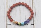 CGB6232 8mm red jasper 7 chakra beaded mala stretchy bracelets