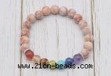 CGB6239 8mm red net jasper 7 chakra beaded mala stretchy bracelets