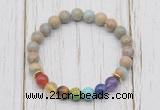 CGB6248 8mm serpentine jasper 7 chakra beaded mala stretchy bracelets