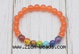 CGB6255 8mm candy jade 7 chakra beaded mala stretchy bracelets