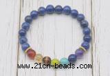 CGB6280 8mm lapis lazuli 7 chakra beaded mala stretchy bracelets