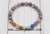 CGB6288 8mm rhodonite 7 chakra beaded mala stretchy bracelets