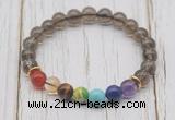 CGB6305 8mm smoky quartz 7 chakra beaded mala stretchy bracelets