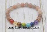 CGB6318 8mm rainbow moonstone 7 chakra beaded mala stretchy bracelets