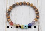 CGB6331 8mm yellow tiger eye 7 chakra beaded mala stretchy bracelets