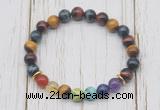 CGB6334 8mm colorfull tiger eye 7 chakra beaded mala stretchy bracelets