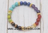 CGB6342 8mm 7 chakra gemstone beaded mala stretchy bracelets