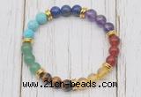 CGB6343 8mm 7 chakra gemstone beaded mala stretchy bracelets