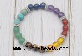 CGB6345 8mm 7 chakra gemstone beaded mala stretchy bracelets