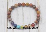 CGB6358 8mm red moss agate 7 chakra beaded mala stretchy bracelets