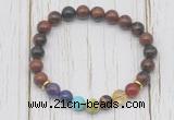 CGB6365 8mm mahogany obsidian 7 chakra beaded mala stretchy bracelets