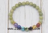 CGB6370 8mm China jade 7 chakra beaded mala stretchy bracelets