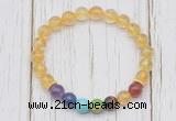 CGB6377 8mm citrine 7 chakra beaded mala stretchy bracelets