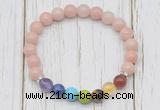 CGB6378 8mm Chinese pink opal 7 chakra beaded mala stretchy bracelets