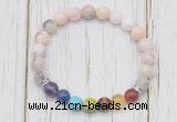 CGB6379 8mm natural pink opal 7 chakra beaded mala stretchy bracelets