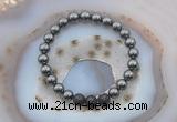 CGB6404 8mm round hematite & black lava beaded bracelets