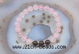 CGB6421 8mm round rose quartz & smoky quartz beaded bracelets