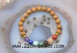 CGB6433 8mm round wooden jasper 7 chakra beads bracelet wholesale