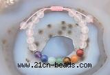 CGB6442 8mm round rose quartz 7 chakra beads adjustable bracelets