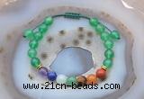 CGB6444 8mm round green agate 7 chakra beads adjustable bracelets