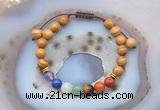 CGB6448 8mm round wooden jasper 7 chakra beads adjustable bracelets