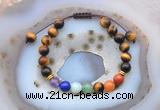 CGB6449 8mm round yellow tiger eye 7 chakra beads adjustable bracelets