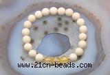 CGB6459 8mm round matte white fossil jasper & citrine beaded bracelets