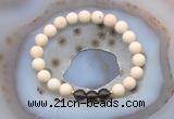 CGB6461 8mm round matte white fossil jasper & smoky quartz beaded bracelets