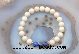 CGB6465 8mm round matte white fossil jasper & lapis lazuli beaded bracelets