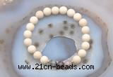 CGB6470 8mm round matte white fossil jasper & Botswana agate beaded bracelets