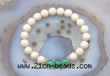 CGB6471 8mm round matte white fossil jasper & green agate beaded bracelets