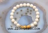 CGB6472 8mm round matte white fossil jasper & golden tiger eye beaded bracelets