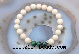 CGB6476 8mm round matte white fossil jasper & green tiger eye beaded bracelets