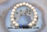 CGB6477 8mm round matte white fossil jasper & blue tiger eye beaded bracelets