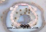 CGB6600 8mm round rose quartz & garnet adjustable bracelets