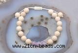 CGB6610 8mm round white fossil jasper & lavender amethyst adjustable bracelets