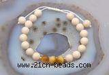 CGB6628 8mm round white fossil jasper & golden tiger eye adjustable bracelets