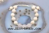 CGB6646 10mm round white fossil jasper & rose quartz adjustable bracelets