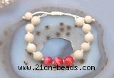 CGB6655 10mm round white fossil jasper & red banded agate adjustable bracelets