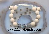 CGB6673 10mm round white fossil jasper & labradorite adjustable bracelets