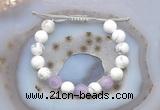 CGB6741 10mm round white howlite & lavender amethyst adjustable bracelets