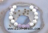 CGB6744 10mm round white howlite & lavender amethyst adjustable bracelets