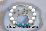 CGB6751 Hand-knotted 10mm round white howlite & apatite adjustable bracelets