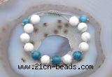 CGB6752 Hand-knotted 10mm round white howlite & apatite adjustable bracelets